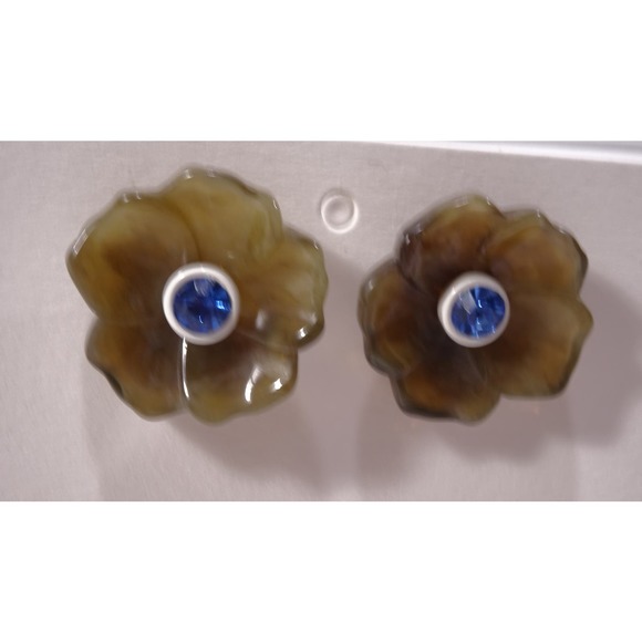 Banana Republic Women's Lucite RESIN FLOWER STUD EARRINGS NWT 48 Tortoise - Picture 5 of 12